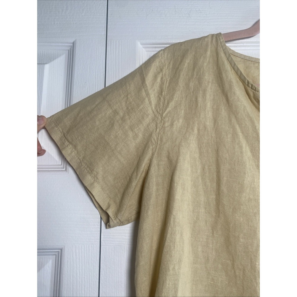 Terzo Millennio Womens Large Tan Tunic NEW Lace Hem Lagom Clean Girl - Picture 2 of 8